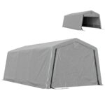 Outsunny Tente garage carport 6,2x3,3x2,4m, acier galvanisé, PE 150g/m², gris clair
