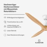 Santa Elena ventilateur de plafond | 132 cm | 35 W | 25 m² | Fonctionnement silencieux | Bois – Image 2