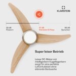 El Paso ventilateur de plafond avec lumière | 132 cm | 35 W | Fonctionnement silencieux | Bois – Image 5