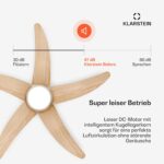 Bolero ventilateur de plafond avec lumière | 132 cm | 35 W | Fonctionnement silencieux | Bois – Image 5
