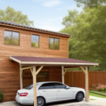 Habrita Auvent monopente 1 voiture - assemblage traditionnel Volige et Shingle