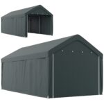 Outsunny Carport tente de garage 3x6m, parois amovibles et 2 portes zippées