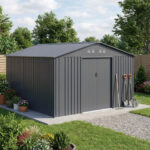 Abri de jardin 13 m² FIRST anthracite + kit d'ancrage X-METAL