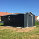 Abri métallique 15,16 m² PLUS anthracite + kit d'ancrage X-METAL