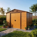 Abri métallique aspect bois 6,62 m² + kit d'ancrage - X-METAL
